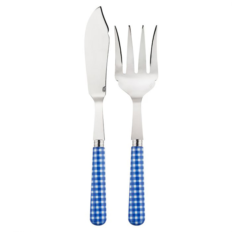 Gingham Lapis Blue 2pc Fish Serving Set