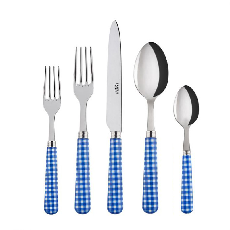 Gingham Lapis Blue 5pc Place Setting