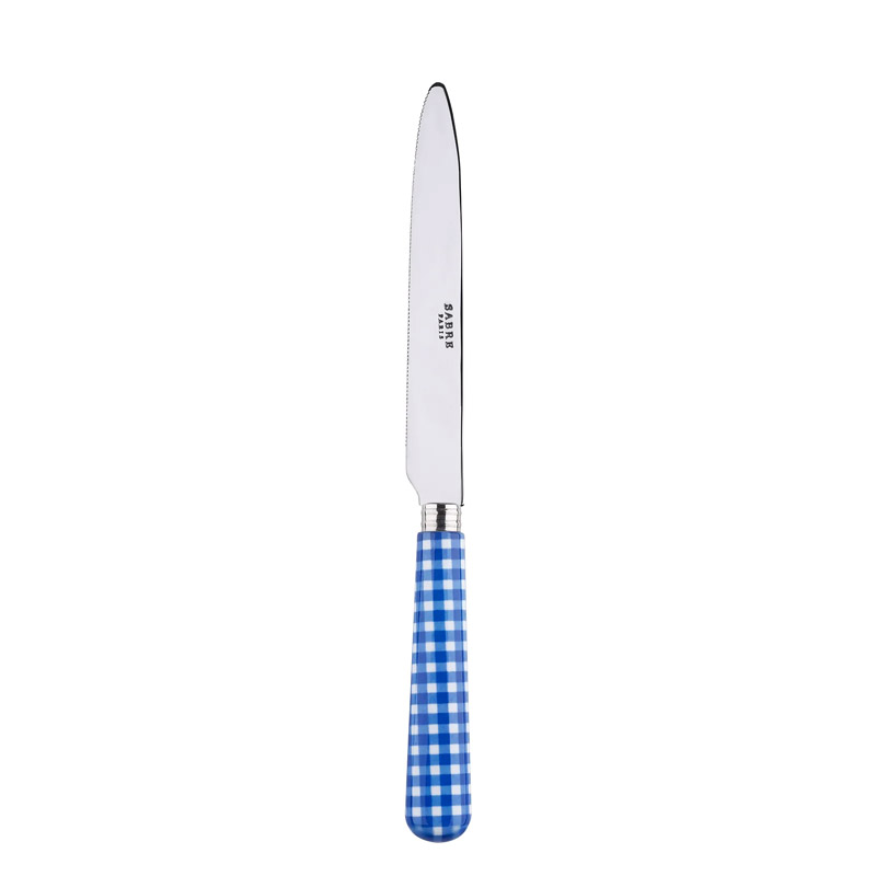 Gingham Lapis Blue Dinner Knife, Serrated