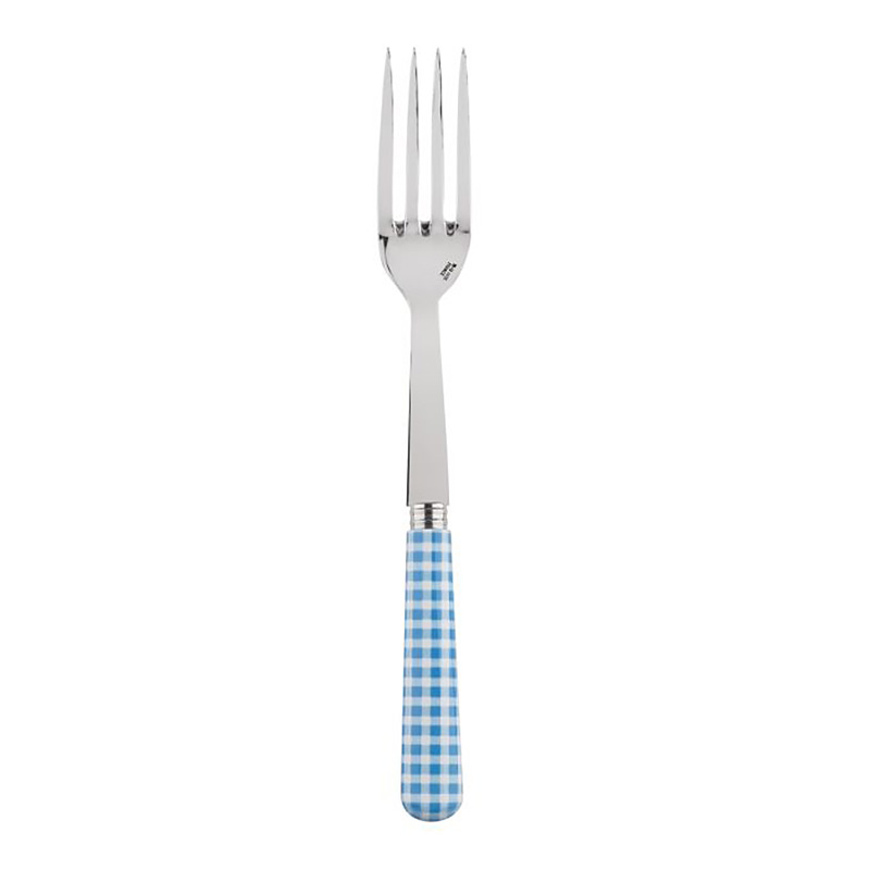 Gingham Light Blue Serving Fork