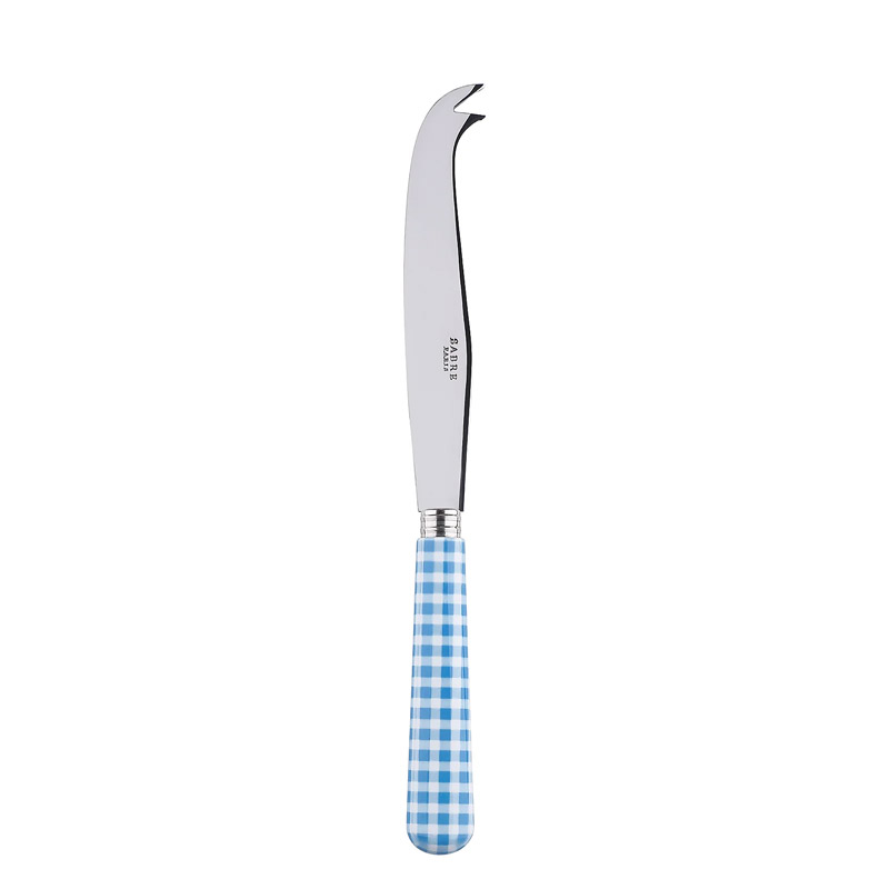 Gingham Light Blue Cheese Knife, Large