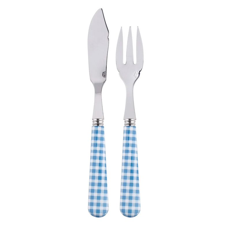 Gingham Light Blue 2pc Fish Set, Place Setting Pieces