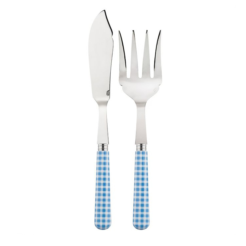 Gingham Light Blue 2pc Fish Serving Set