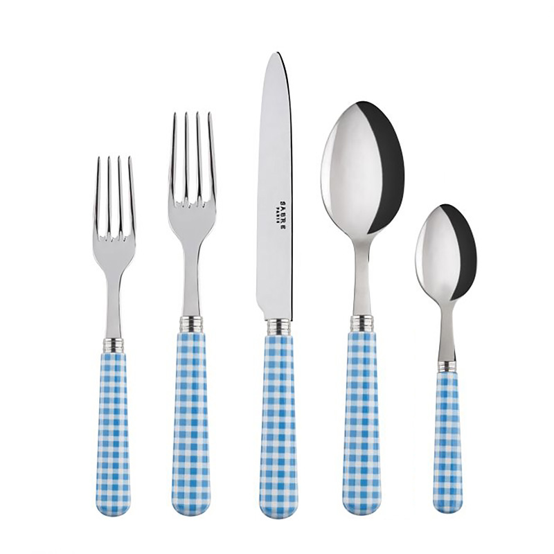 Gingham Light Blue 5pc Place Setting