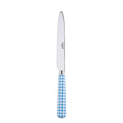 A photo of Gingham Light Blue Dinner Knife, Serrated