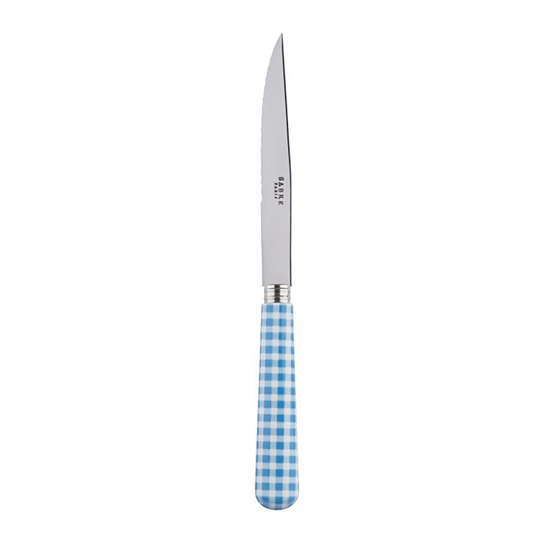 Gingham Light Blue Steak Knife