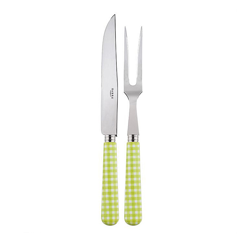 Gingham Lime 2pc Carving Set