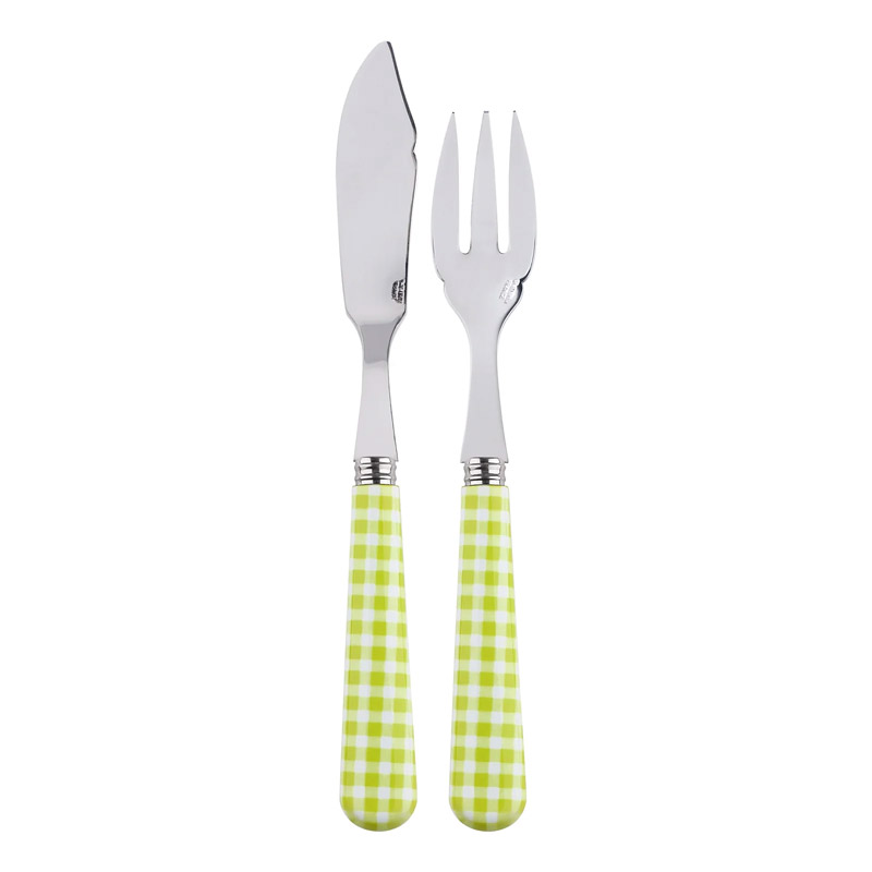 Gingham Lime 2pc Fish Set, Place Setting Pieces