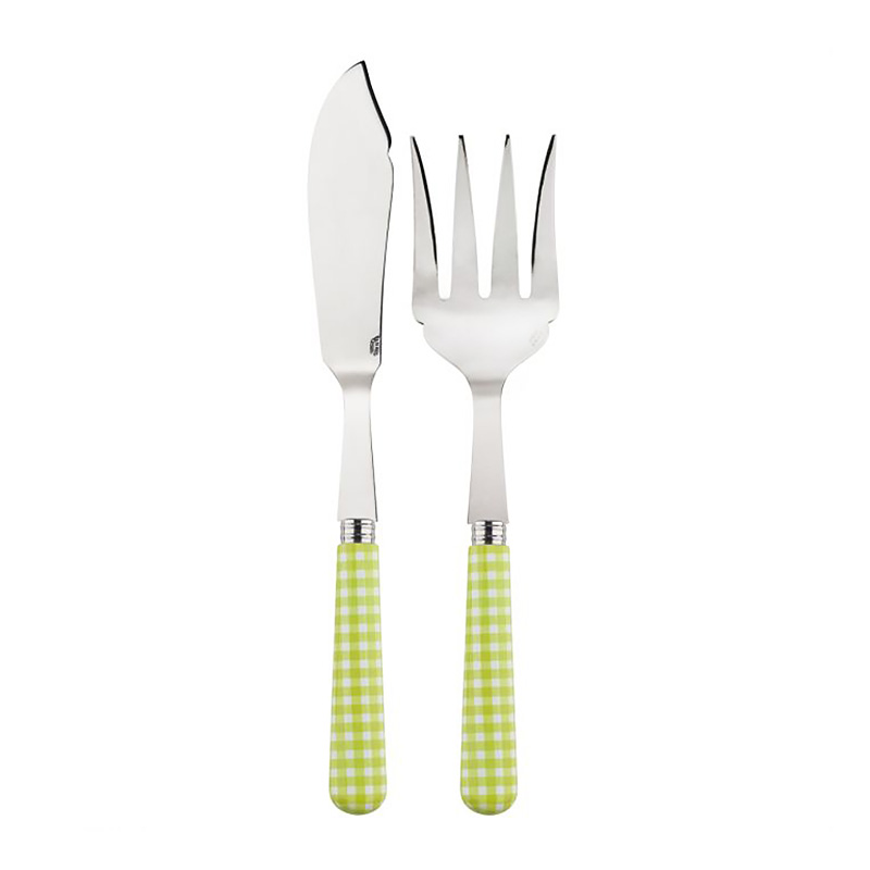 Gingham Lime 2pc Fish Serving Set