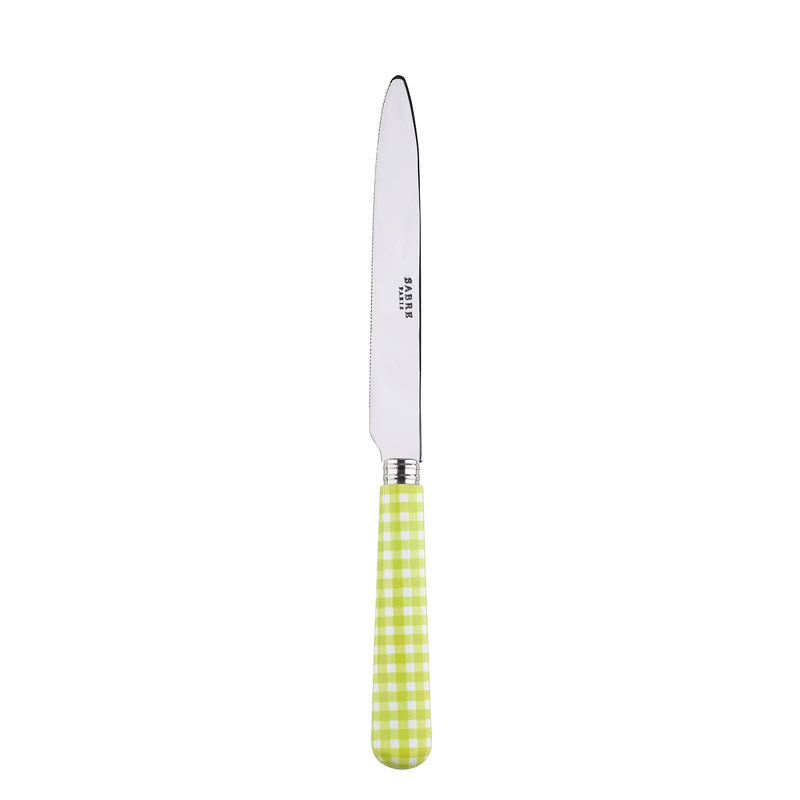 Gingham Lime Dinner Knife, Serrated