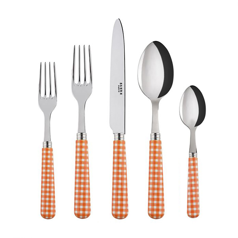 Gingham Orange 5pc Place Setting