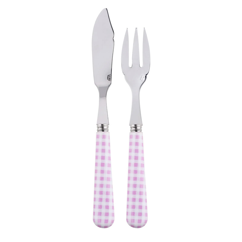 Gingham Pink 2pc Fish Set, Place Setting Pieces