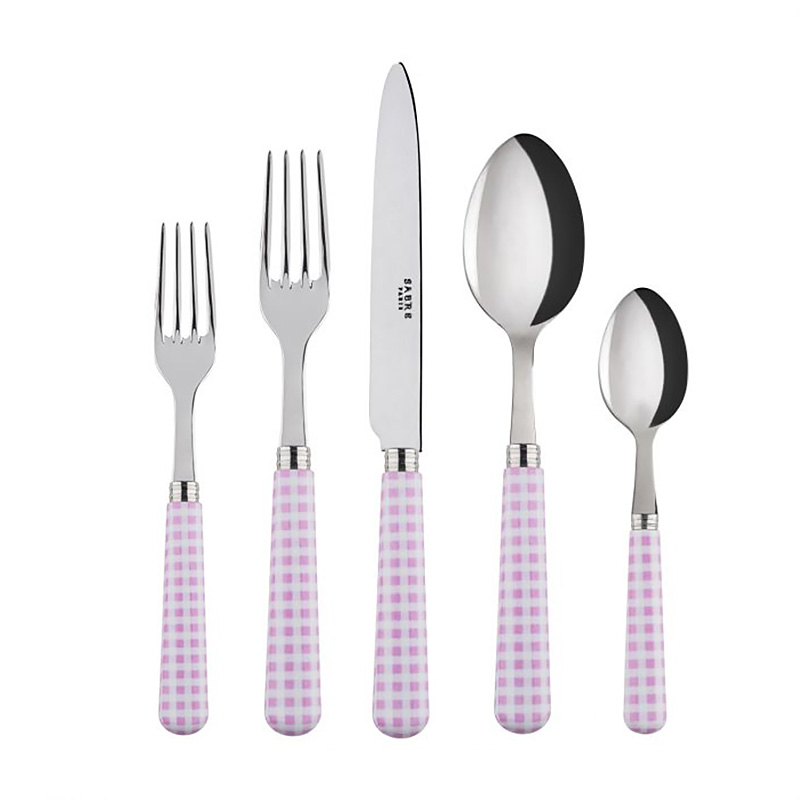 Gingham Pink 5pc Place Setting