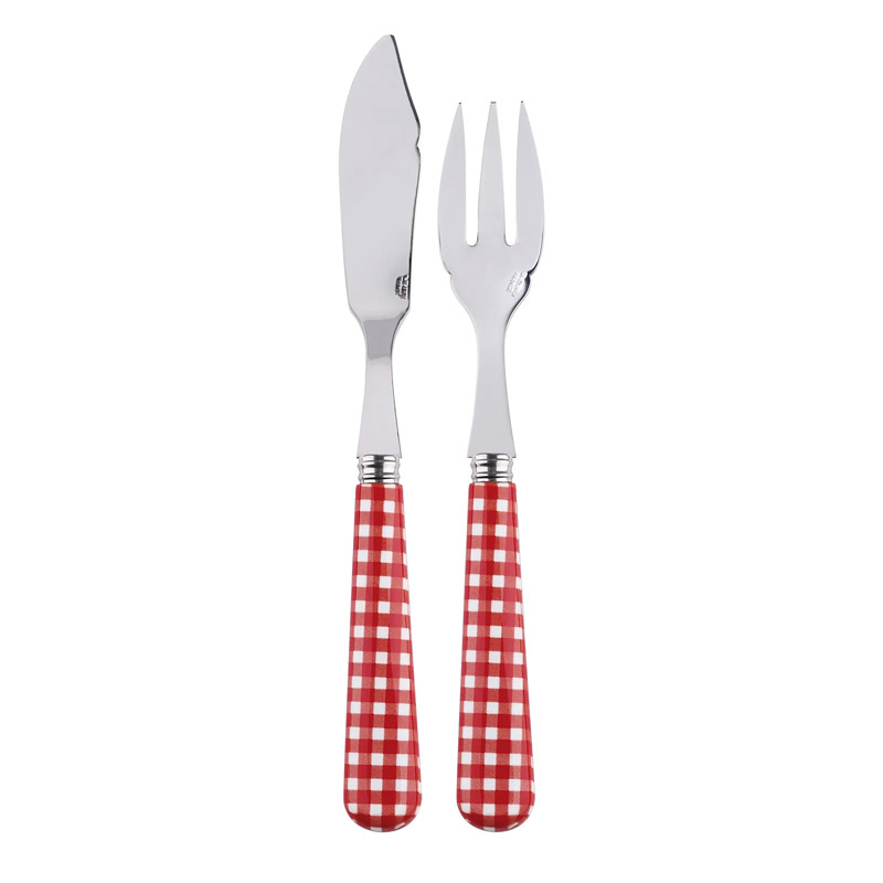 Gingham Red 2pc Fish Set, Place Setting Pieces