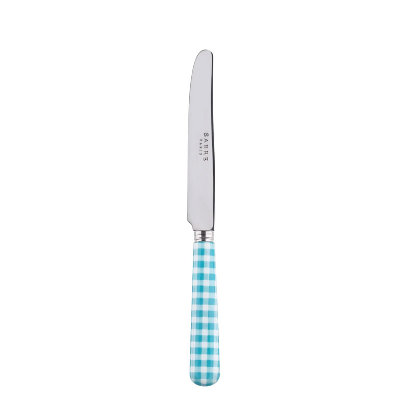 Gingham Turquoise Breakfast Knife, Small