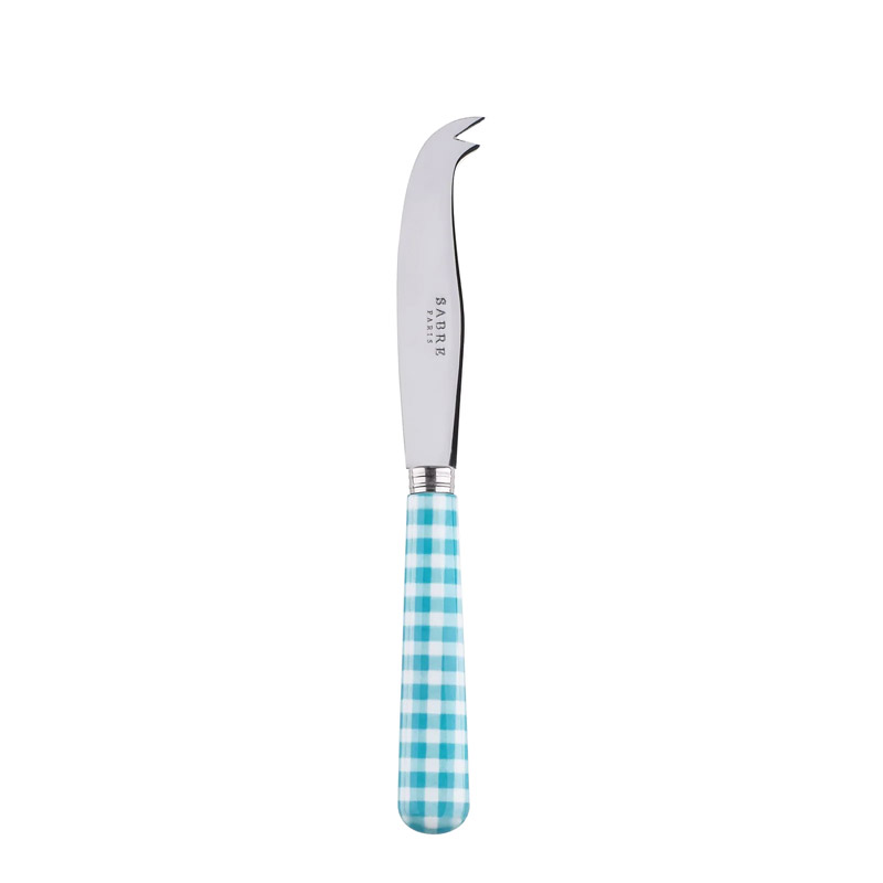 Gingham Turquoise Cheese Knife, Small