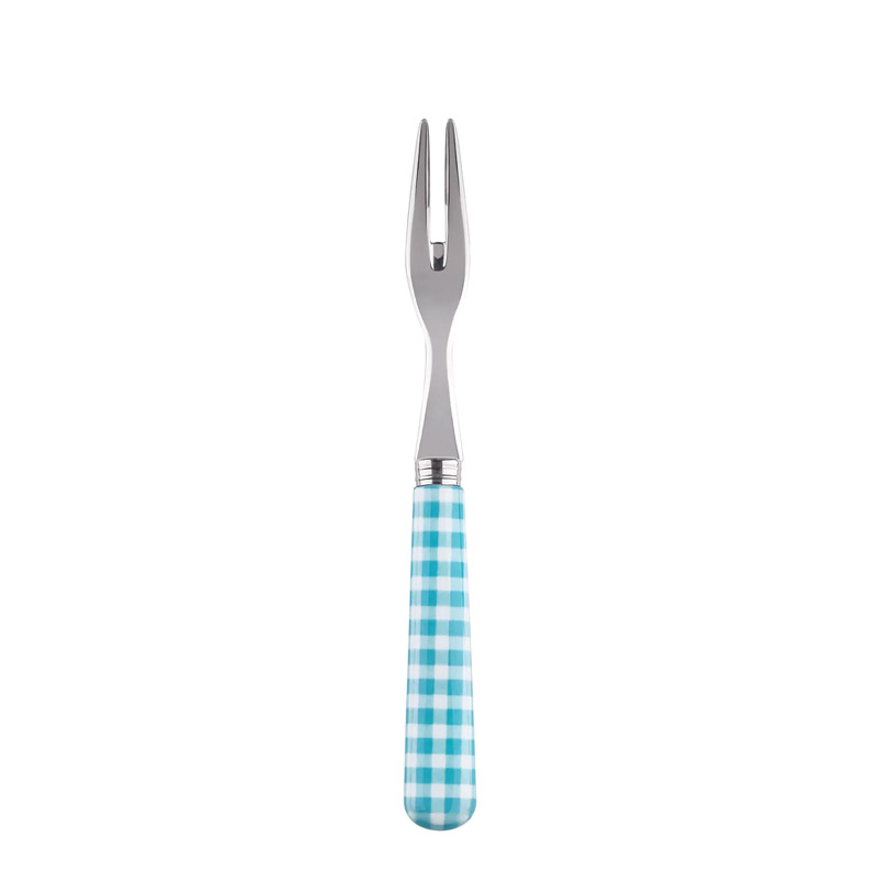 Gingham Turquoise Cocktail Fork