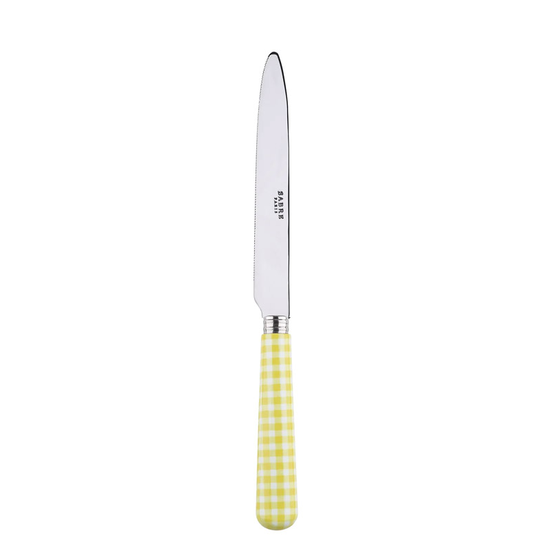 Gingham Yellow Dinner Knife, Serrated