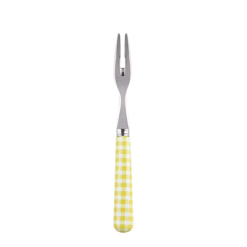 Gingham Yellow Cocktail Fork