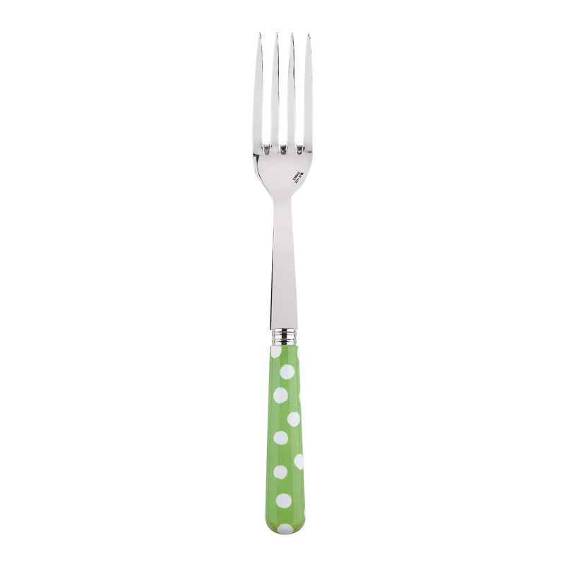 White Dots Garden Green Serving Fork