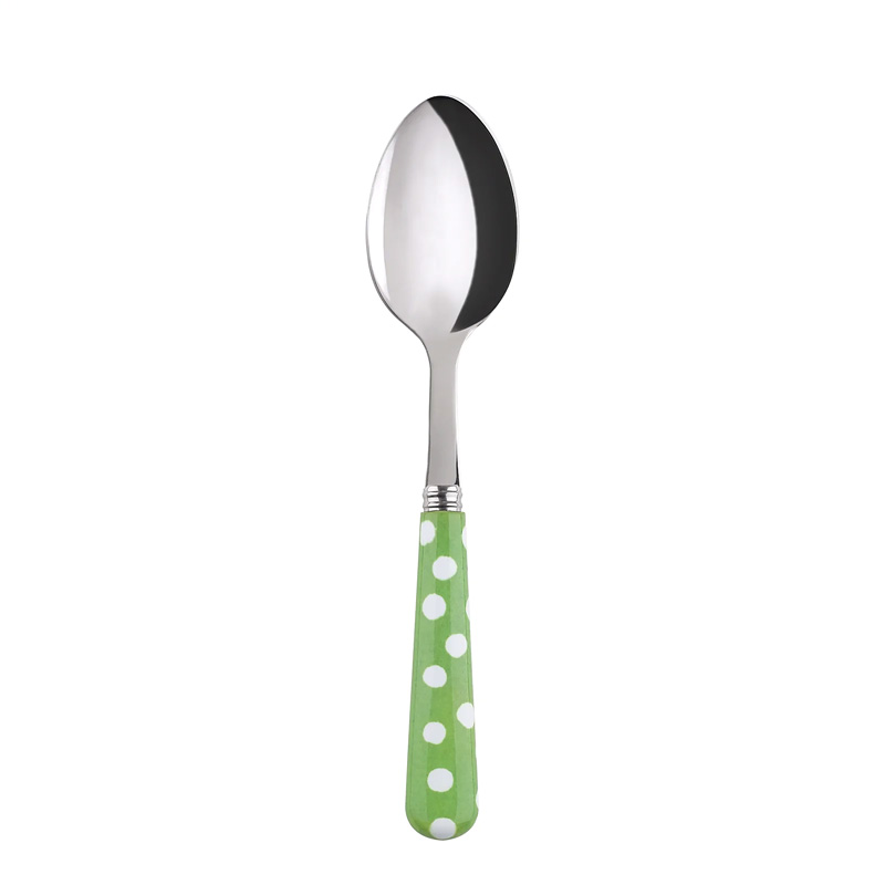 White Dots Garden Green Dessert Spoon