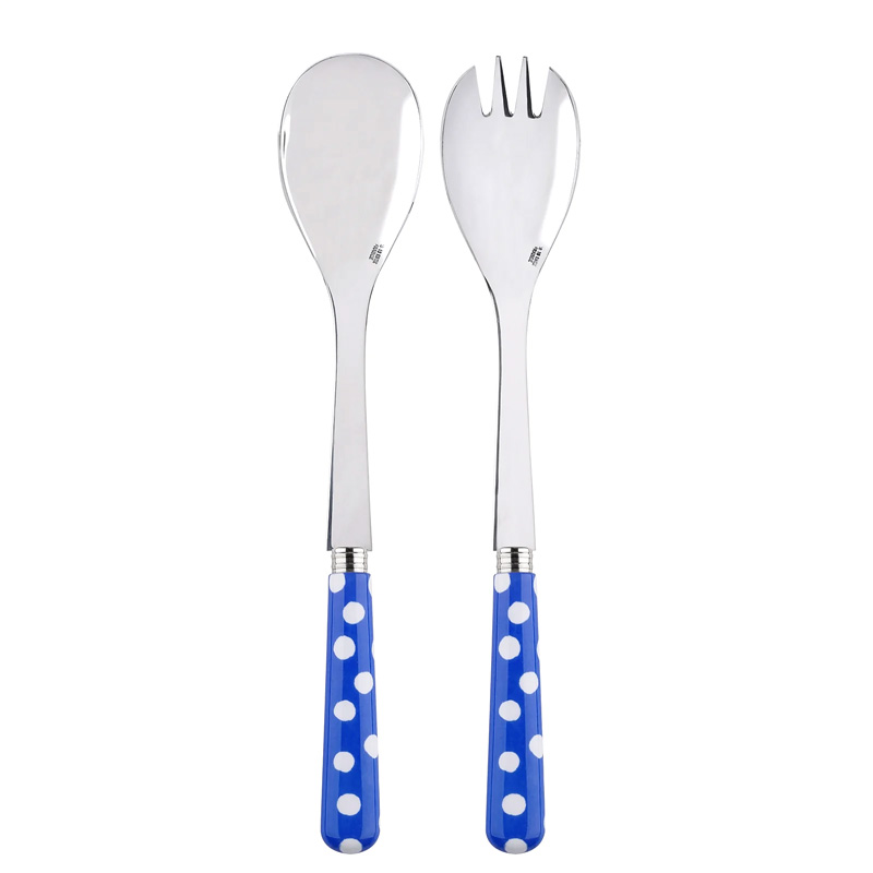 White Dots Lapis Blue 2pc Salad Set