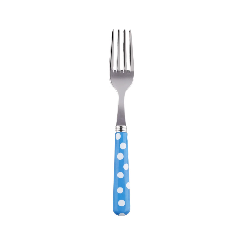 White Dots Light Blue Cake Fork