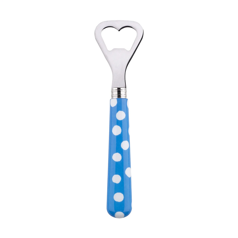 White Dots Light Blue Bottle Opener