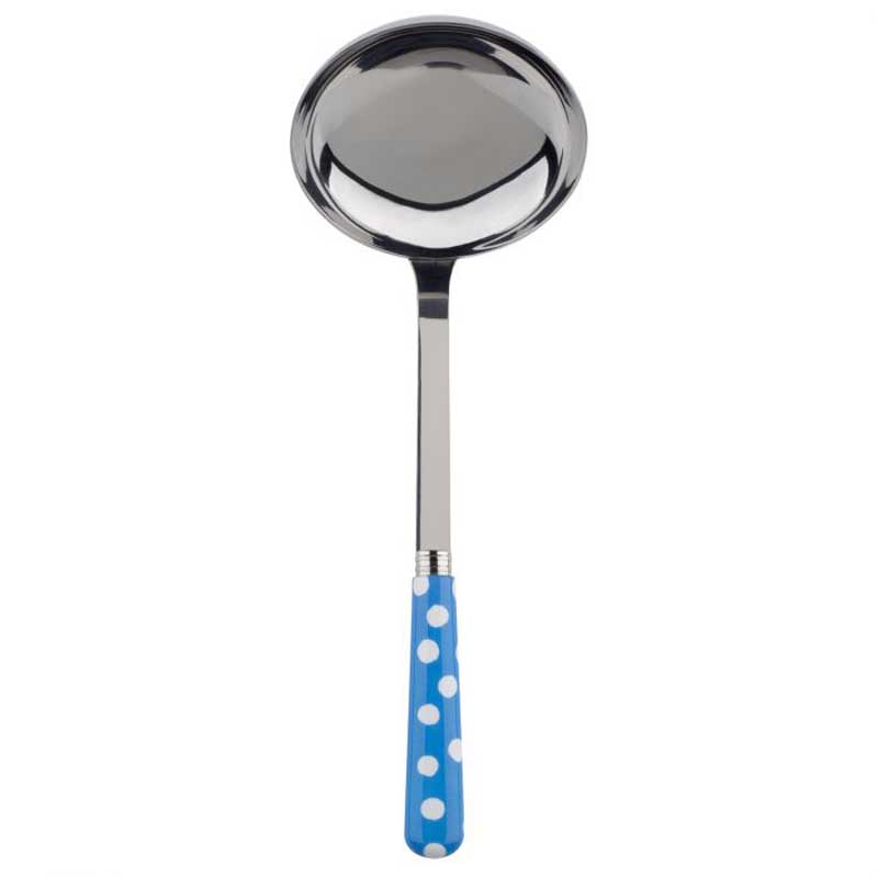 White Dots Light Blue Ladle