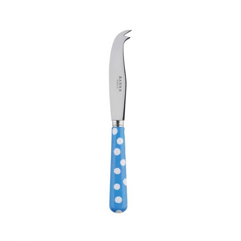 White Dots Light Blue Cheese Knife, Small