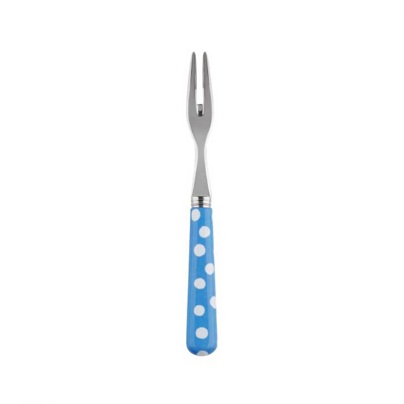 White Dots Light Blue Cocktail Fork