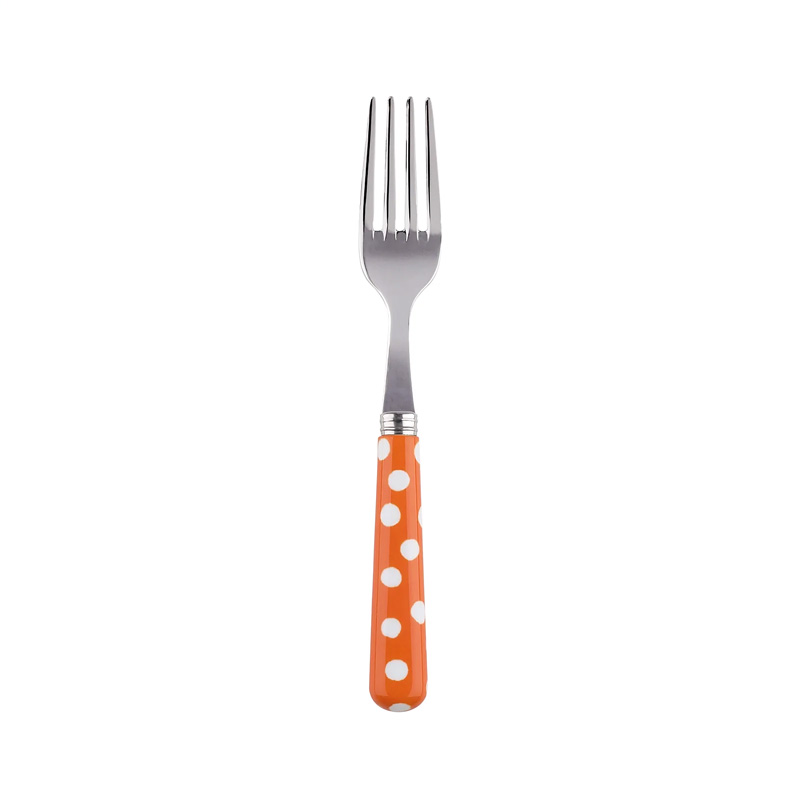 White Dots Orange Cake Fork