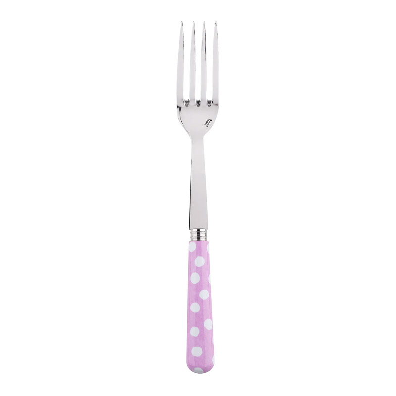 White Dots Pink Serving Fork