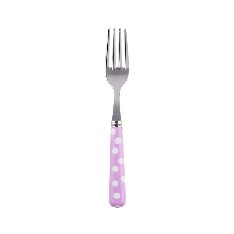 White Dots Pink Cake Fork