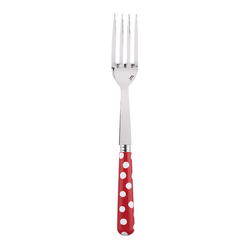 White Dots Red Serving Fork