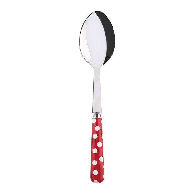 White Dots Red Serving Spoon