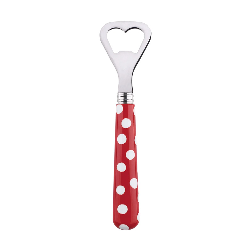 White Dots Red Bottle Opener