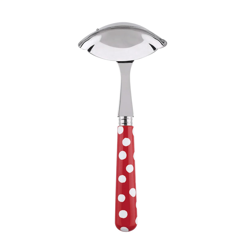 White Dots Red Gravy Ladle