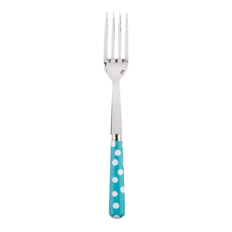 White Dots Turquoise Serving Fork