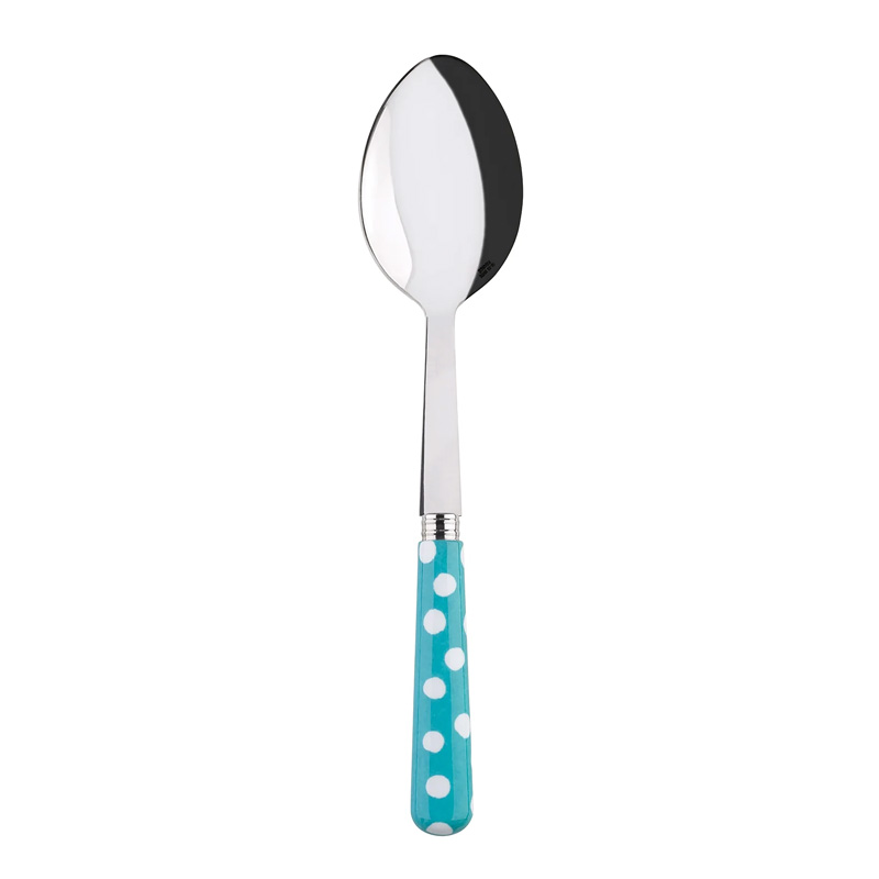 White Dots Turquoise Serving Spoon