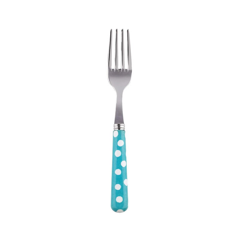 White Dots Turquoise Cake Fork