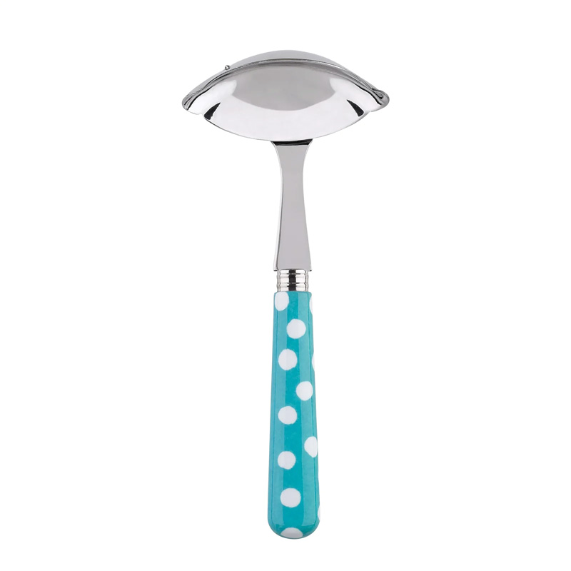 White Dots Turquoise Gravy Ladle