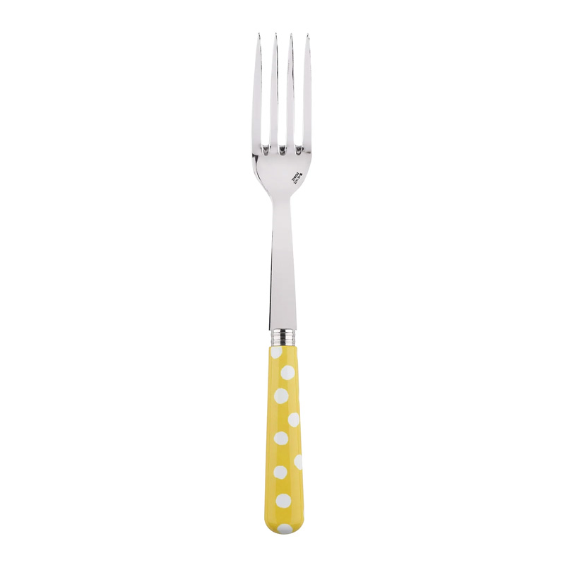 White Dots Yellow Serving Fork