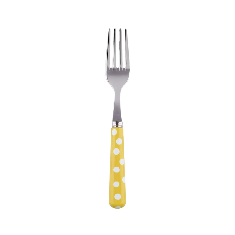 White Dots Yellow Cake Fork