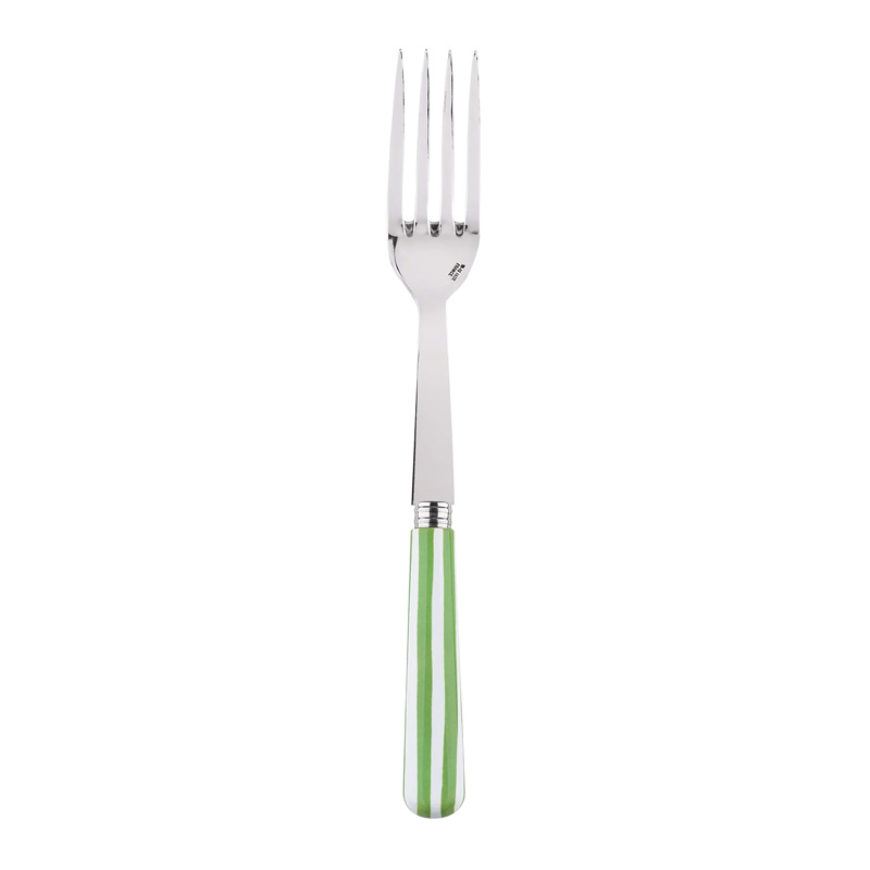 White Stripe Garden Green Serving Fork