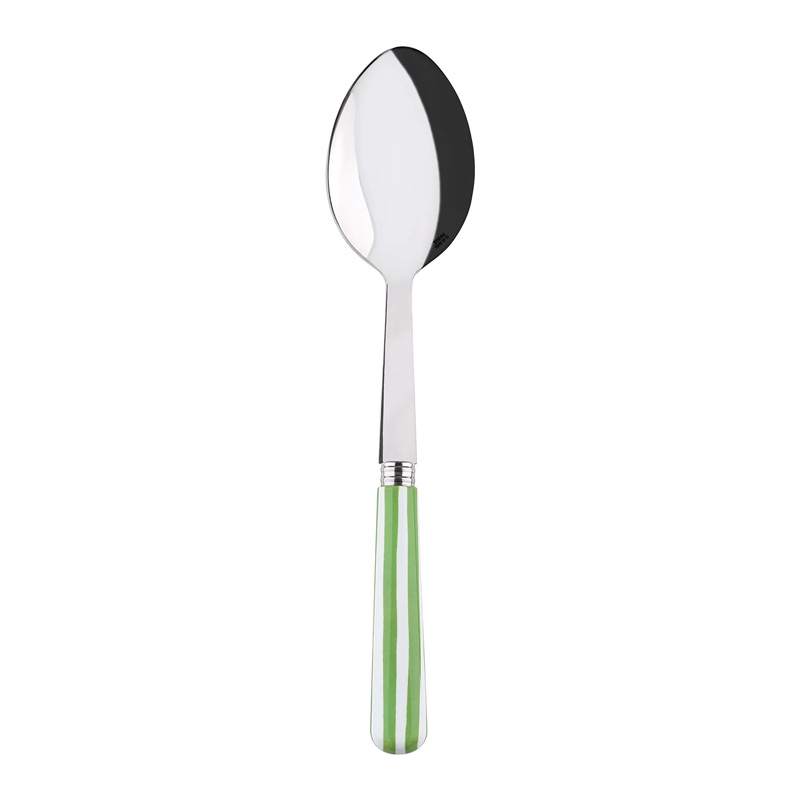 White Stripe Garden Green Serving Spoon