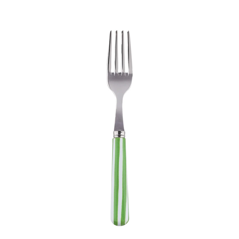 White Stripe Garden Green Cake Fork