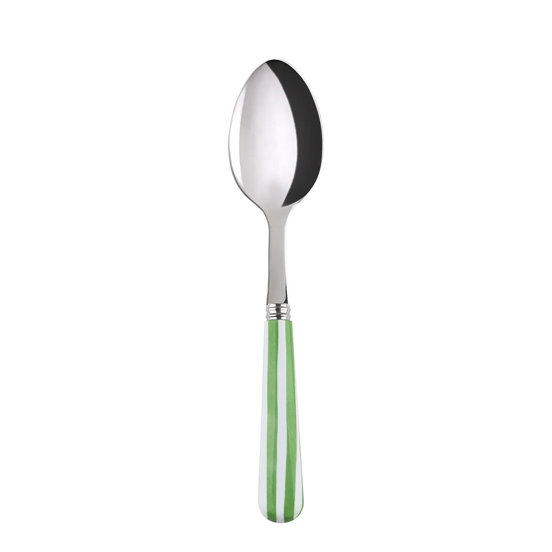 White Stripe Garden Green Dessert Spoon