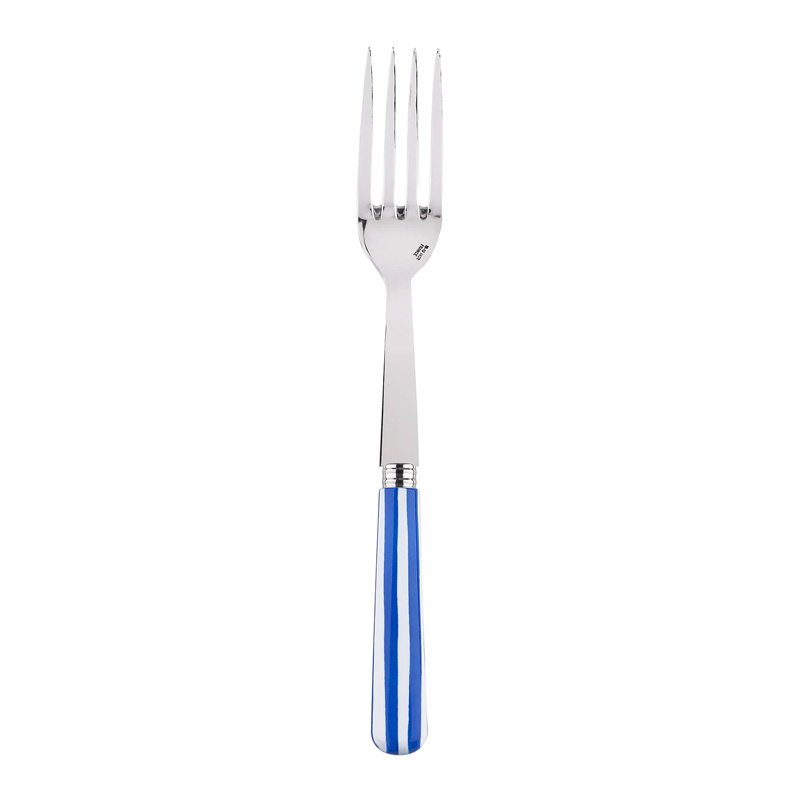 White Stripe Lapis Blue Serving Fork