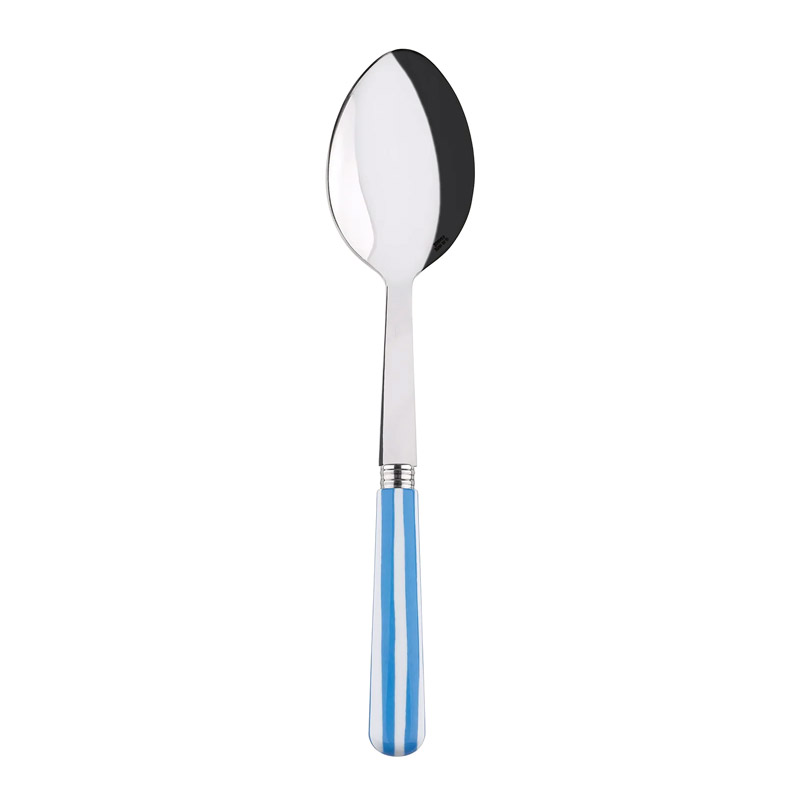 White Stripe Light Blue Serving Spoon